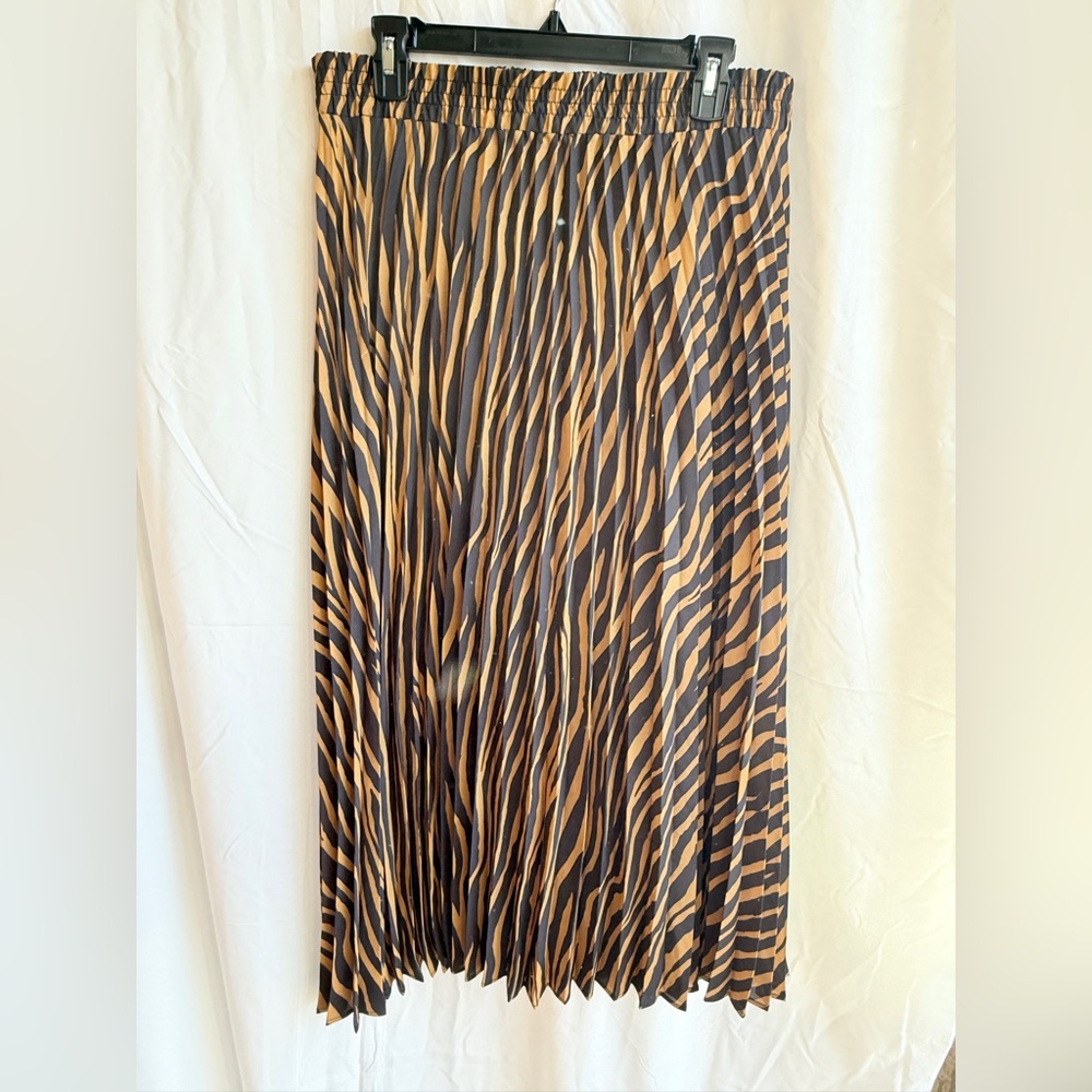 Catherine Malandrino Zebra Pleated Maxi Skirt Like New L
